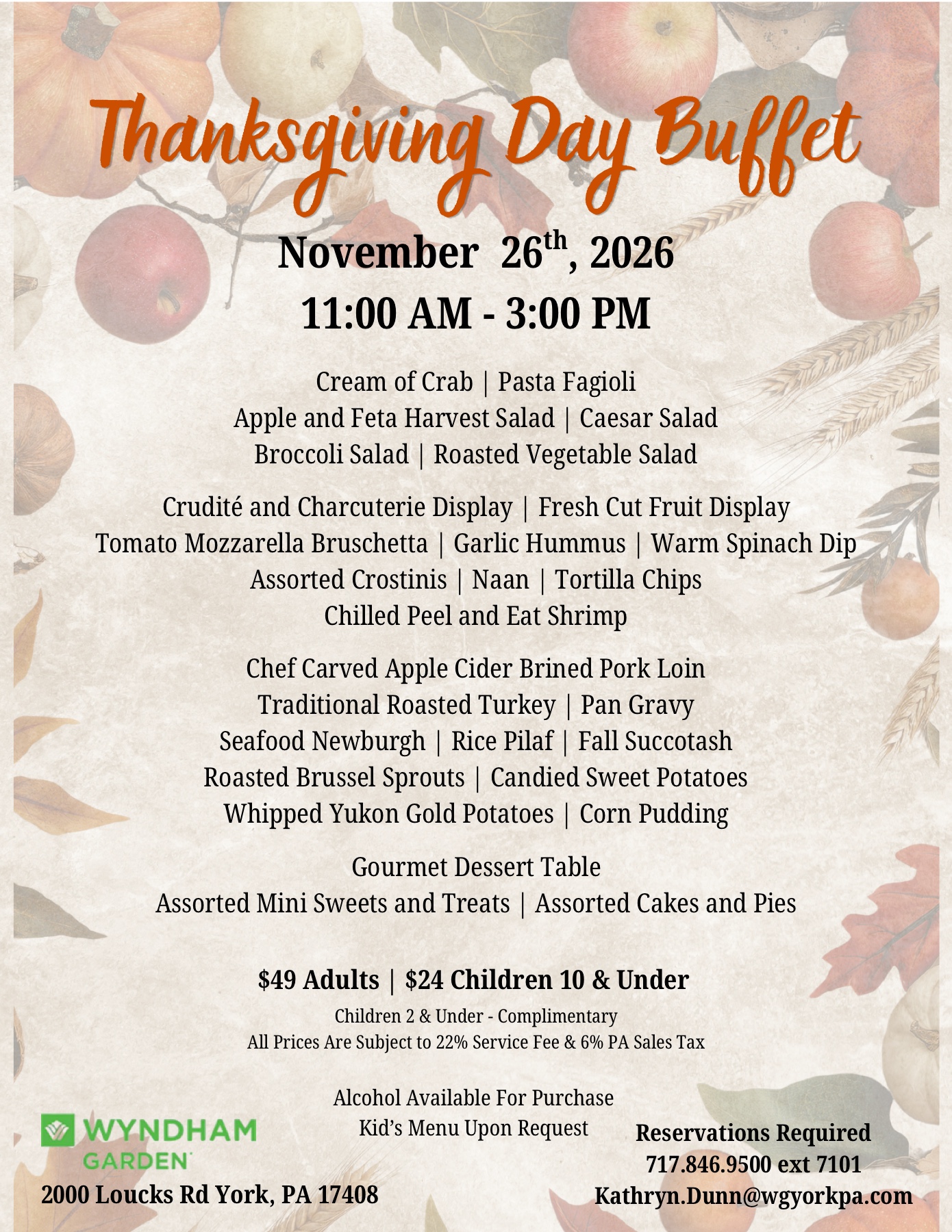 Thanksgiving Day Buffet 2026 menu preview